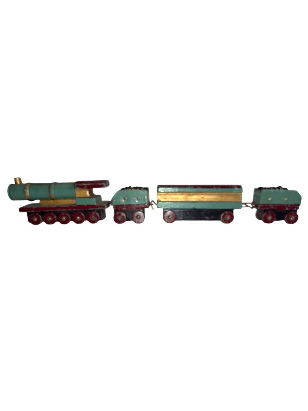 Vintage Handcrafted Wooden & Metal Train Toy Set Multi-Colored Paint Rustic Char
